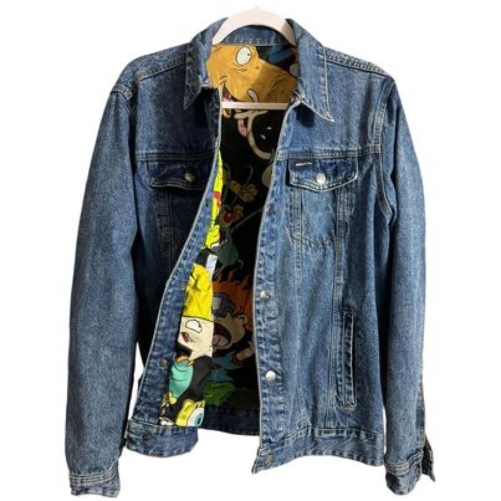 Nickelodeon Members Only Reversible Denim Jacket - Large | 2000s Cartoon Style